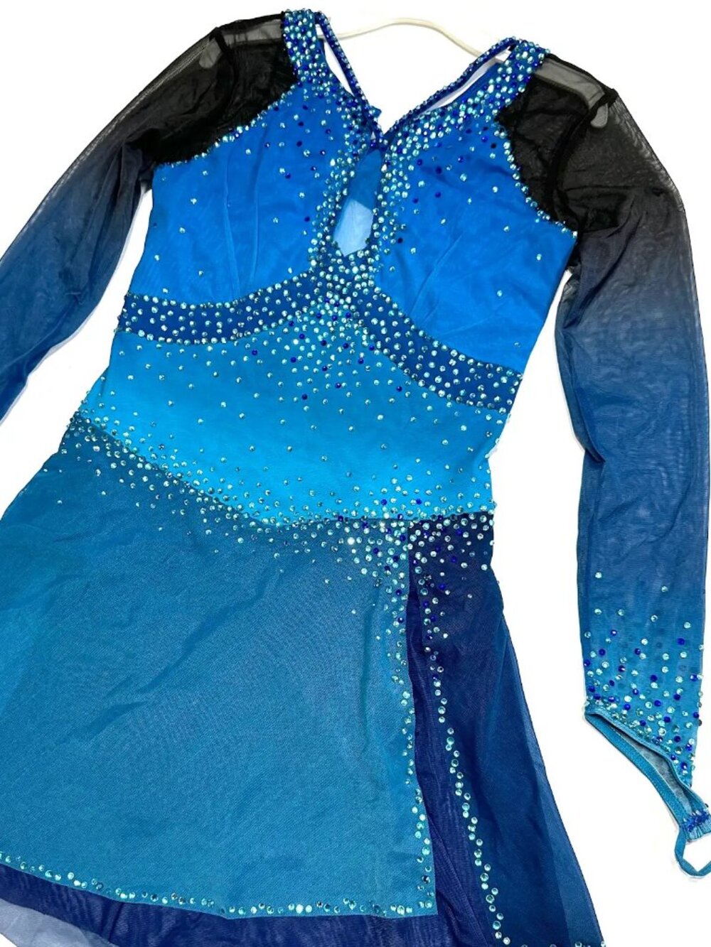 New Navy Blue Crystal Figure Skating Dress Girls 14